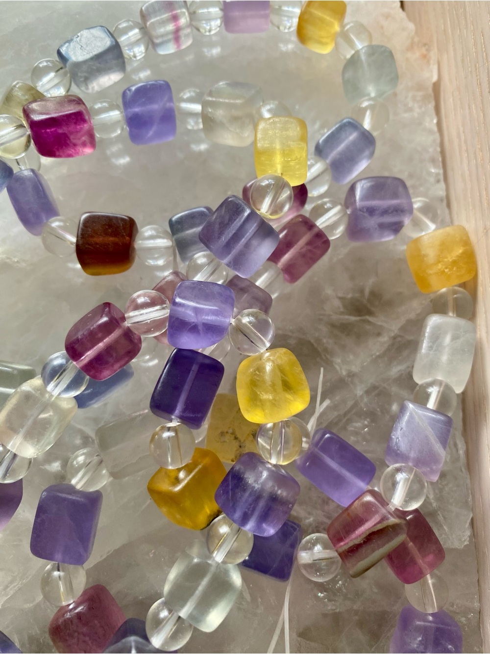 🌈✨ RAINBOW FLUORITE CUBE BRACELETS ✨🌈